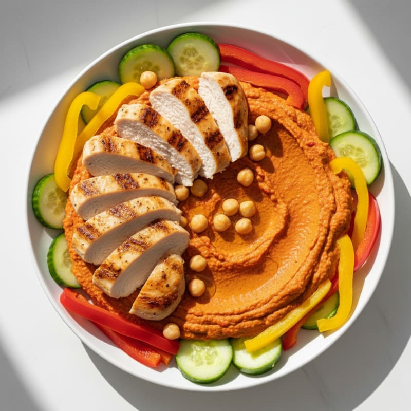 Creamy Roasted Red Pepper Hummus Dip