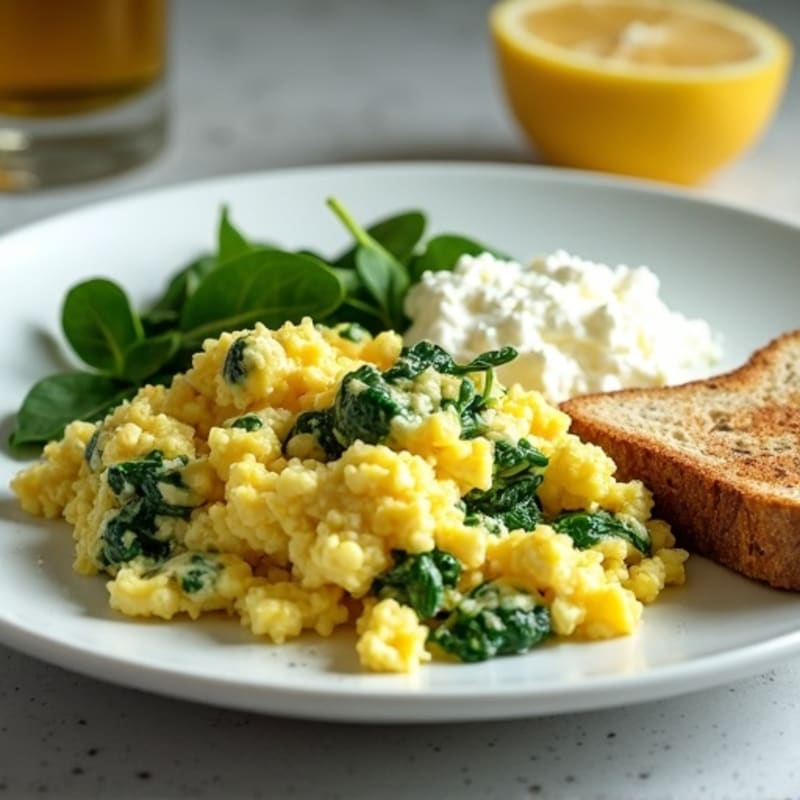 Egg White and Spinach Scramble with Cottage Cheese