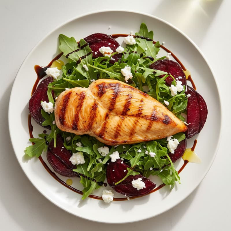 Grilled Chicken Breast with Roasted Beet and Rocket Salad