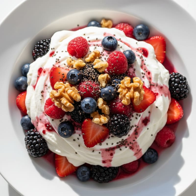 Greek Yogurt Protein Mousse with Mixed Berries