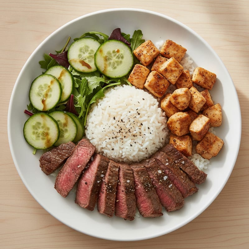 Steak and Chicken Rice Bowl