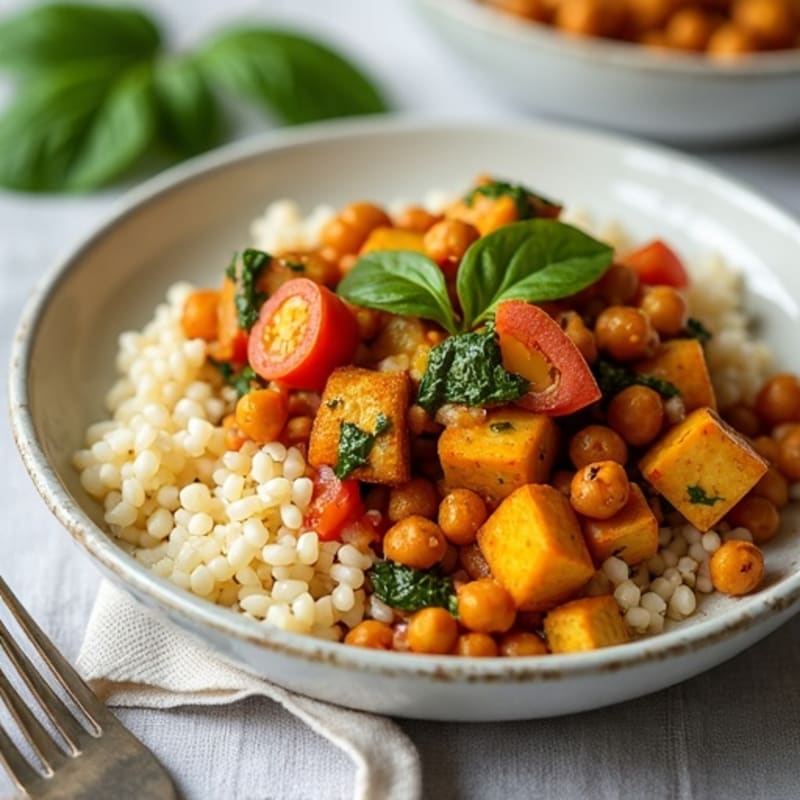 Creamy Coconut Lentil Curry with Roasted Vegetables