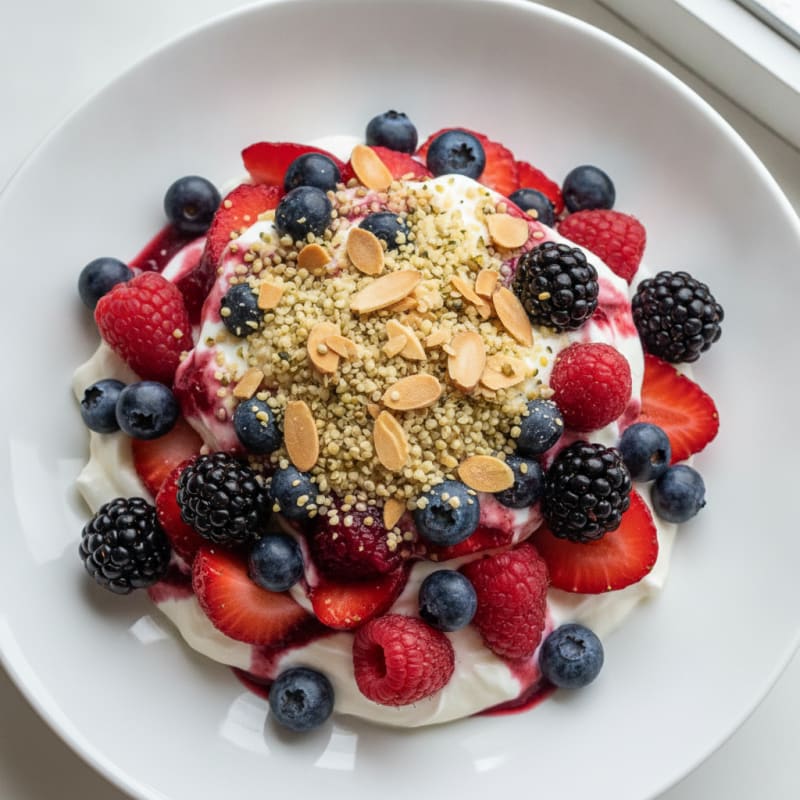 Greek Yogurt Protein Parfait with Mixed Berries