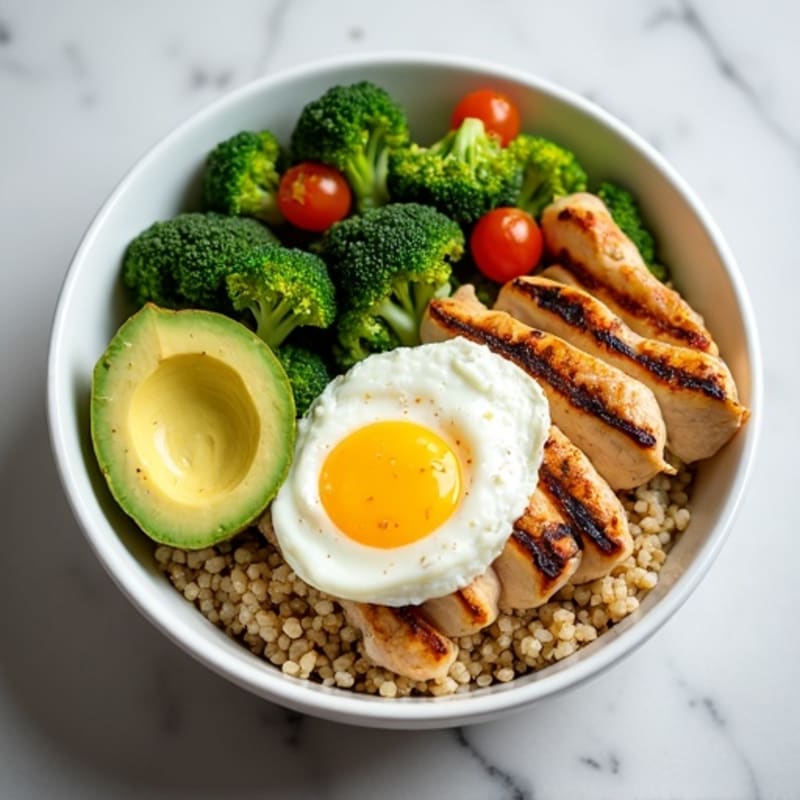 Grilled Chicken and Quinoa Bowl with Roasted Broccoli
