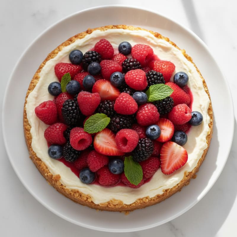 Silky Greek Yogurt Protein Cheesecake with Fresh Berries