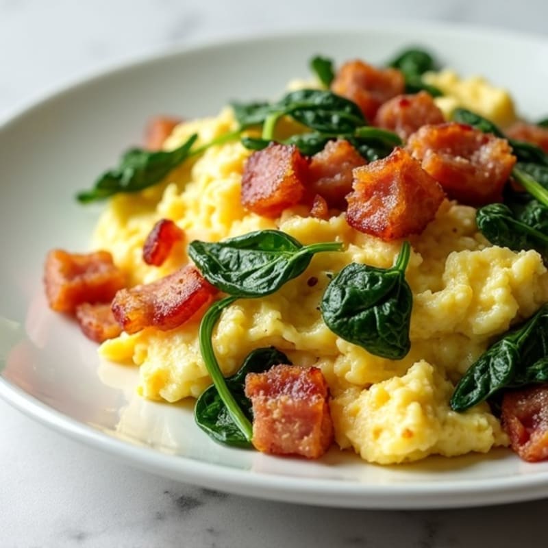 Egg White Spinach Scramble with Turkey Bacon