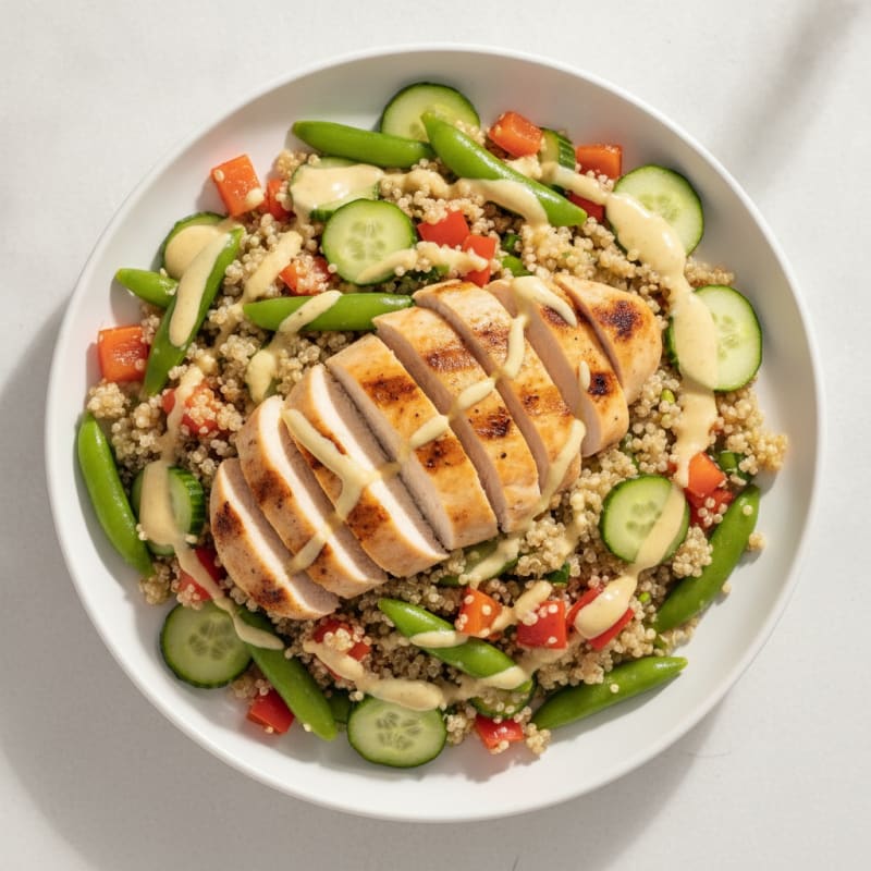 Grilled Chicken and Quinoa Salad with Crunchy Vegetables
