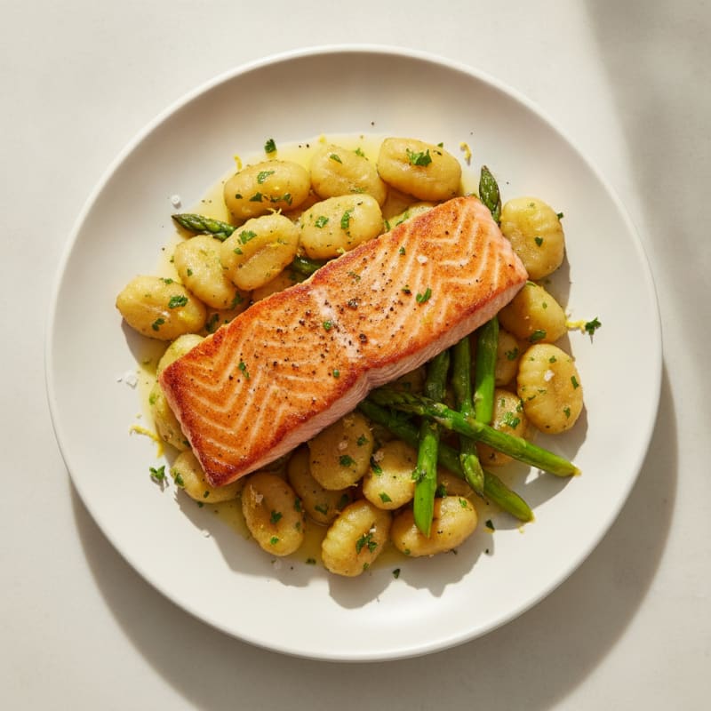 Pan-Seared Salmon with Lemon-Herb Gnocchi