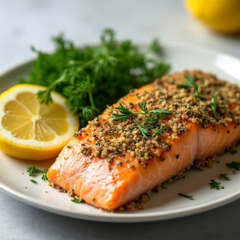 Herb-Crusted Baked Salmon with Lemon