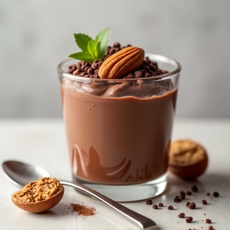 Silky Chocolate Protein Pudding with Almond Butter