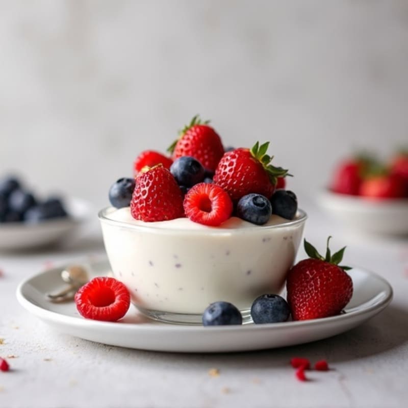 Greek Yogurt Protein Pudding with Mixed Berries