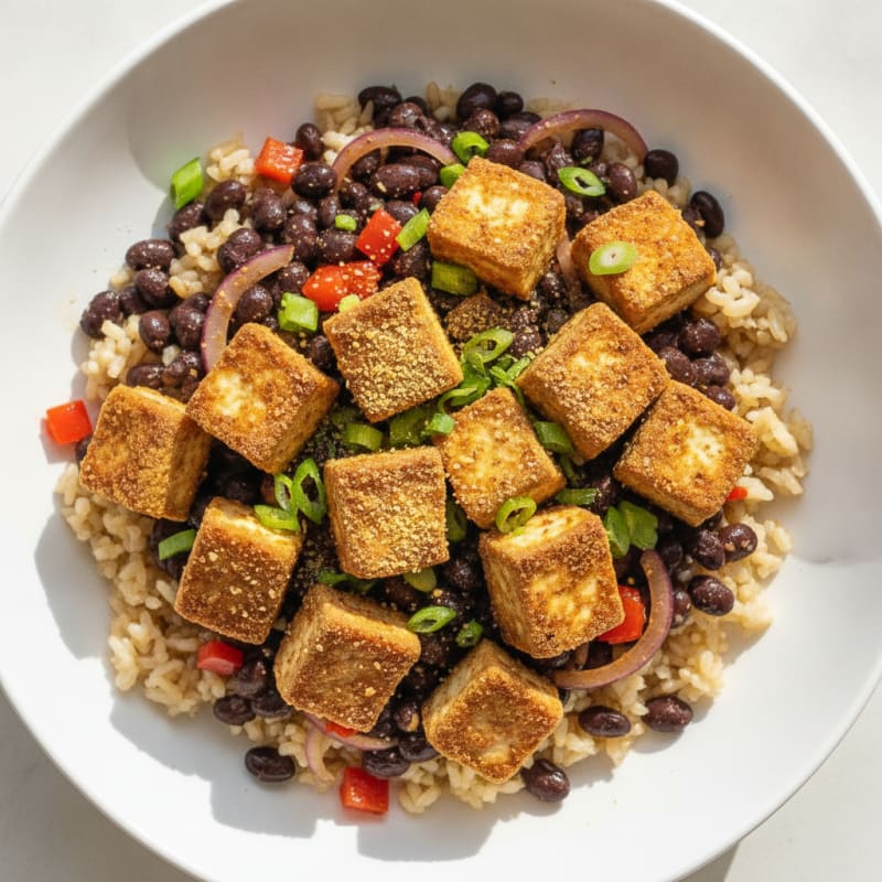 Tofu and Black Bean Rice Bowl