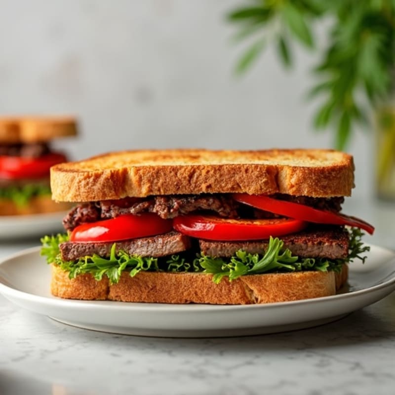 Lean Sautéed Beef and Crispy Bell Pepper Sandwich