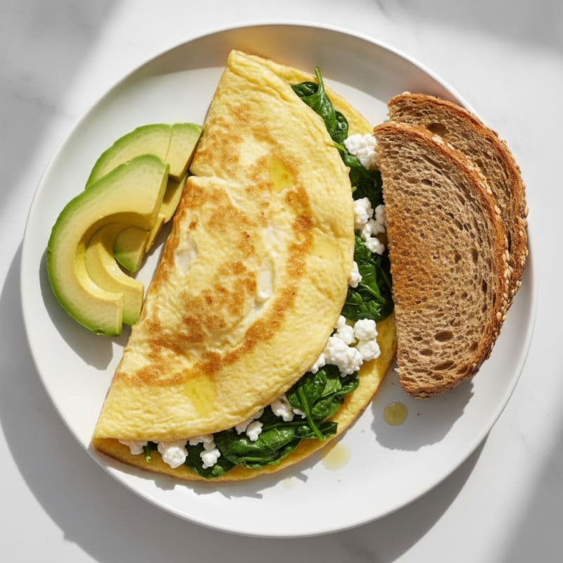 Egg White Omelette with Spinach and Cottage Cheese