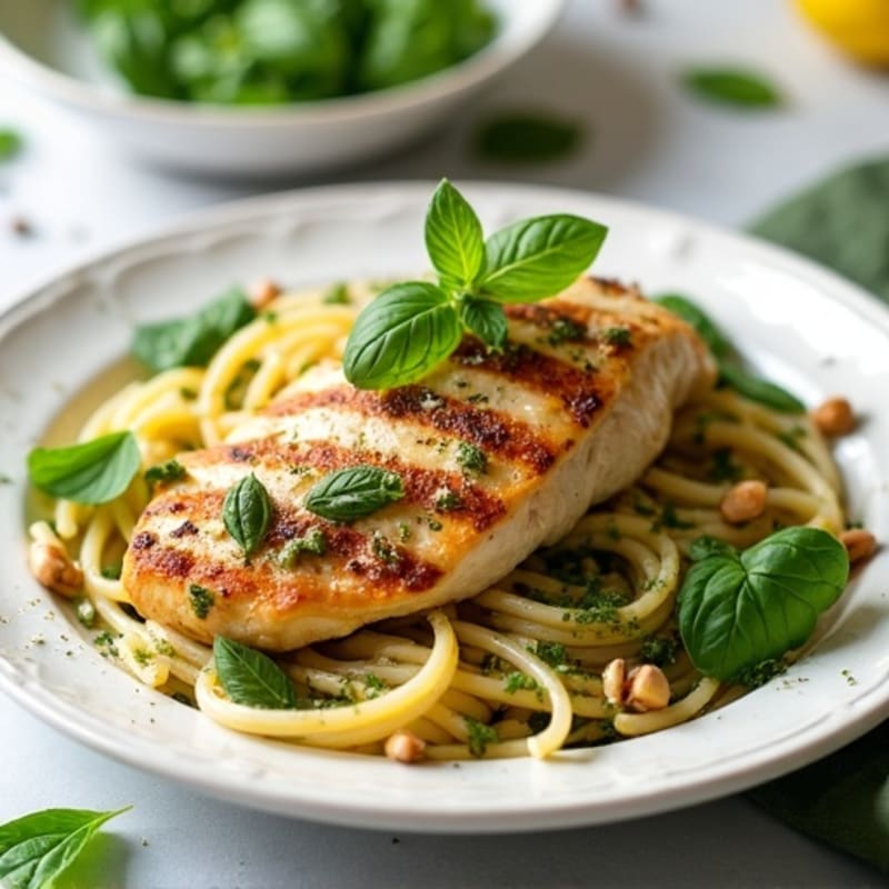 Fresh Pesto Chicken with Whole Wheat Pasta