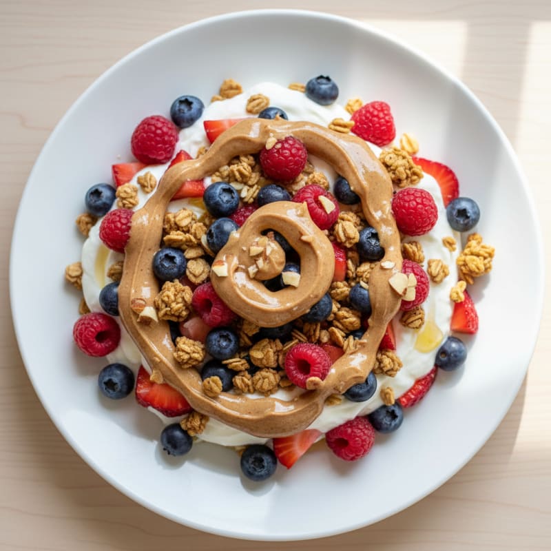 Creamy Greek Yogurt Parfait with Mixed Berries and Almond Butter