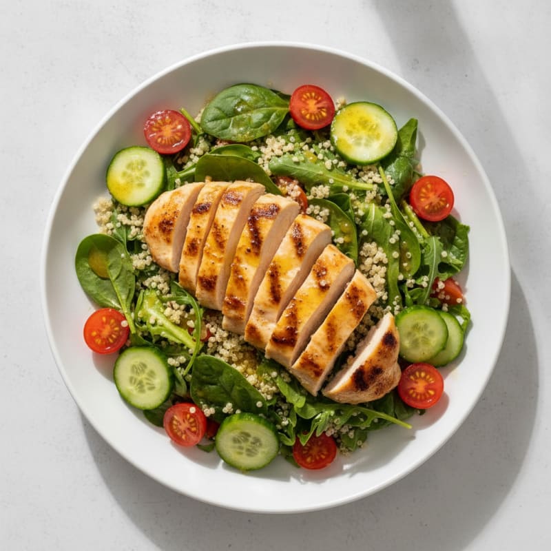 Grilled Chicken and Quinoa Salad with Fresh Greens