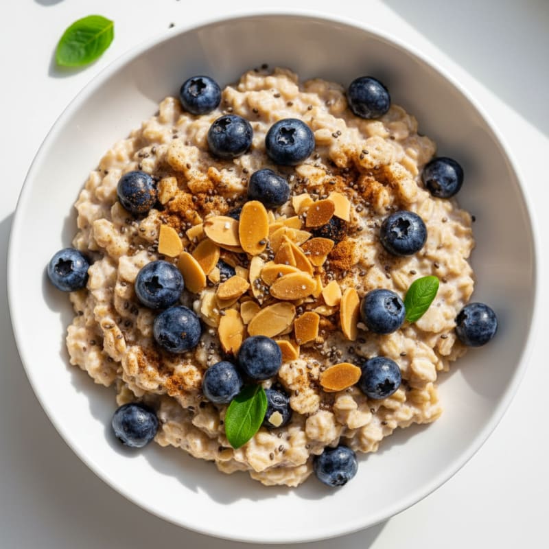 Blueberry Almond Protein Overnight Oats