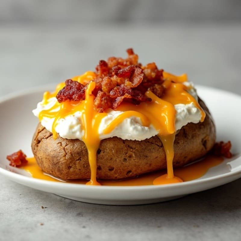 Loaded Baked Potato with Crispy Bacon and Creamy Cheese