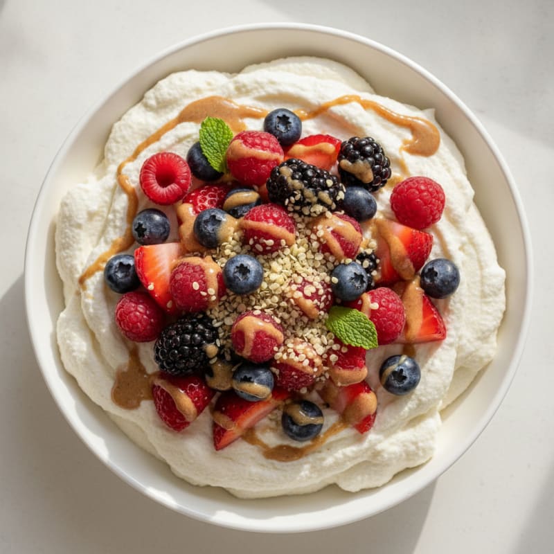 Greek Yogurt Protein Mousse with Mixed Berries