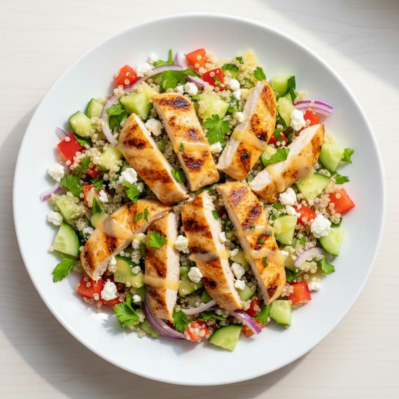Grilled Chicken and Quinoa Salad with Crunchy Vegetables
