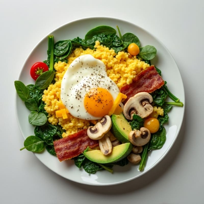 Egg White Scramble with Spinach and Turkey Bacon