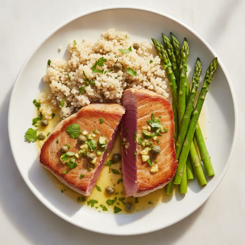 Seared Tuna with Lemon-Herb Sauce