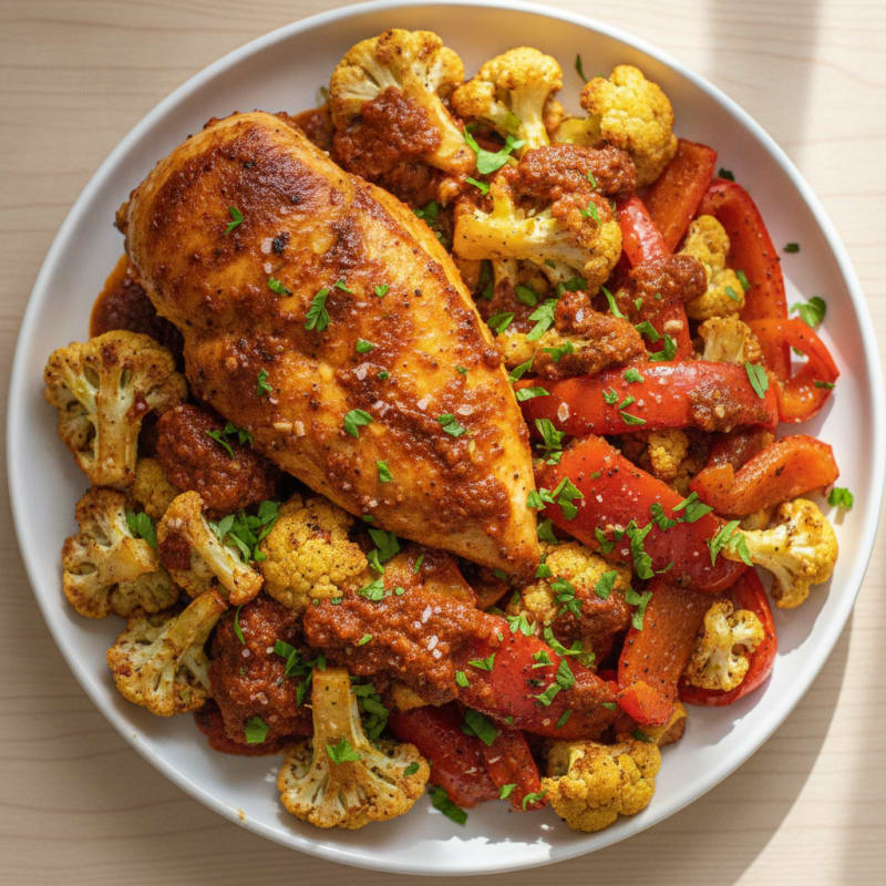 Spicy Harissa Chicken with Roasted Vegetables