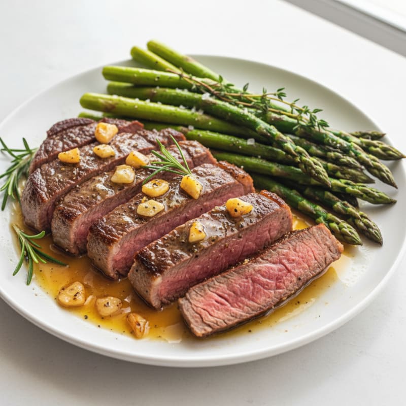 Garlic Herb Butter Steak with Asparagus