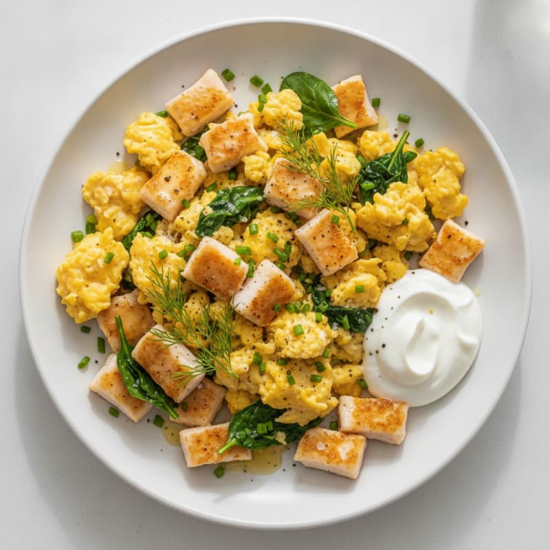 Eggs with Sautéed Surimi and Herbs