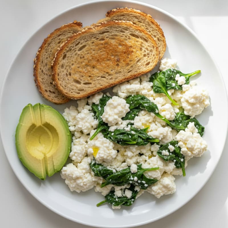 Egg White and Cottage Cheese Scramble with Spinach