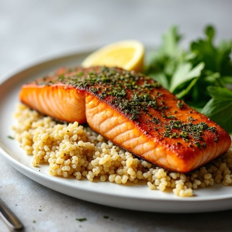 Herb-Crusted Pan Seared Salmon with Quinoa