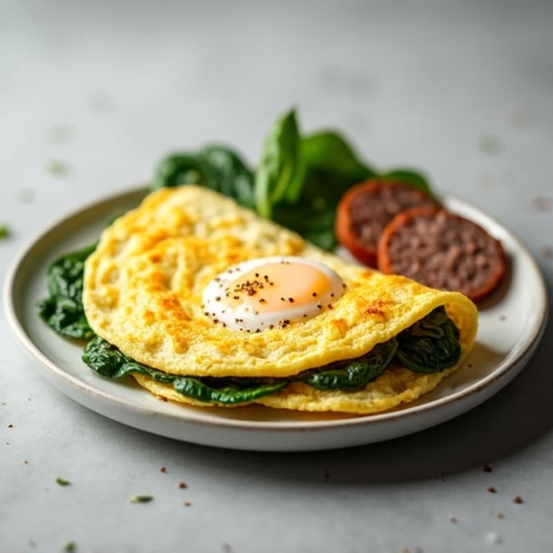 Egg White Spinach Omelet with Turkey Sausage