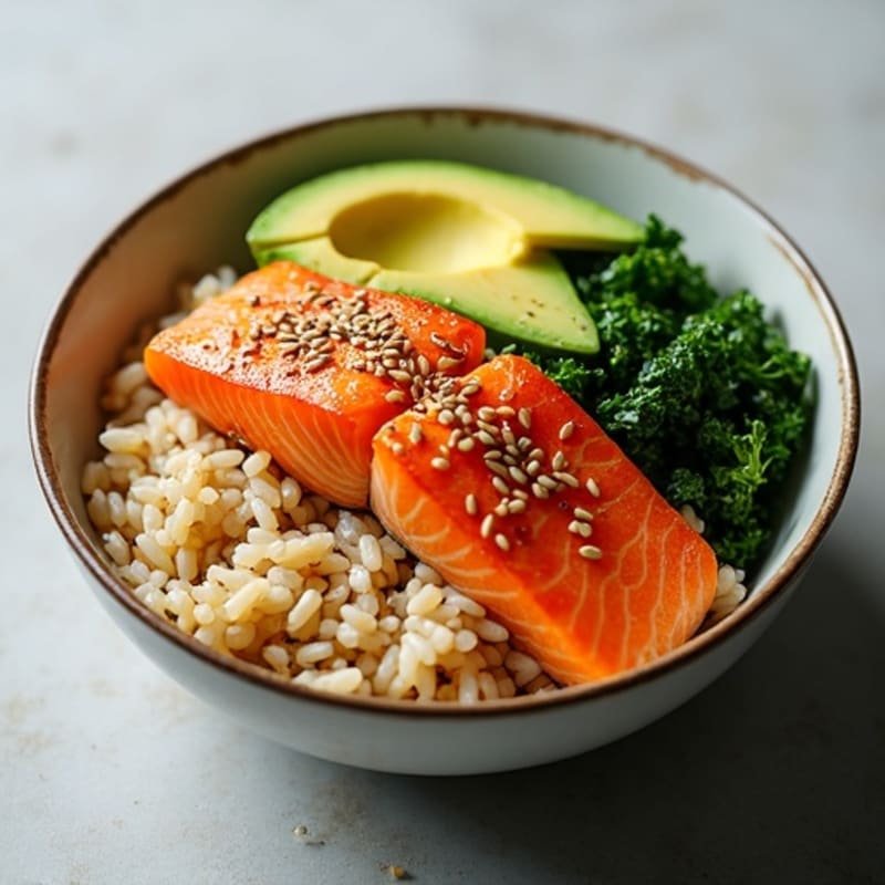 Fresh Salmon Rice Bowl with Creamy Avocado and Crispy Seaweed