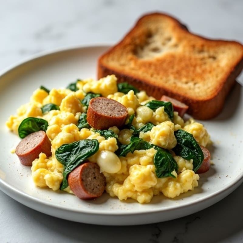 Egg White and Turkey Sausage Scramble with Spinach