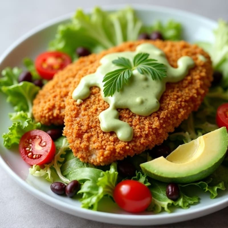 Crispy Chicken Taco Salad with Creamy Avocado Dressing