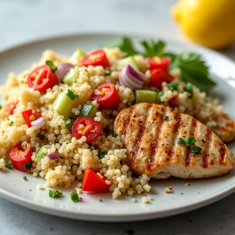 Grilled Chicken Breast with Crunchy Quinoa Salad
