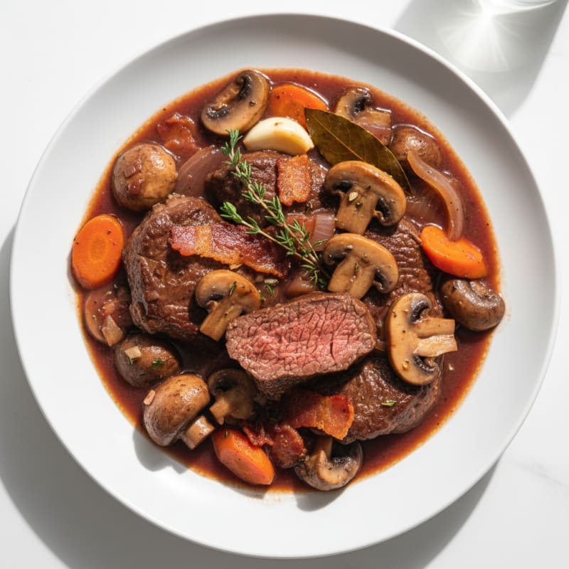 Classic Beef Bourguignon with Mushrooms