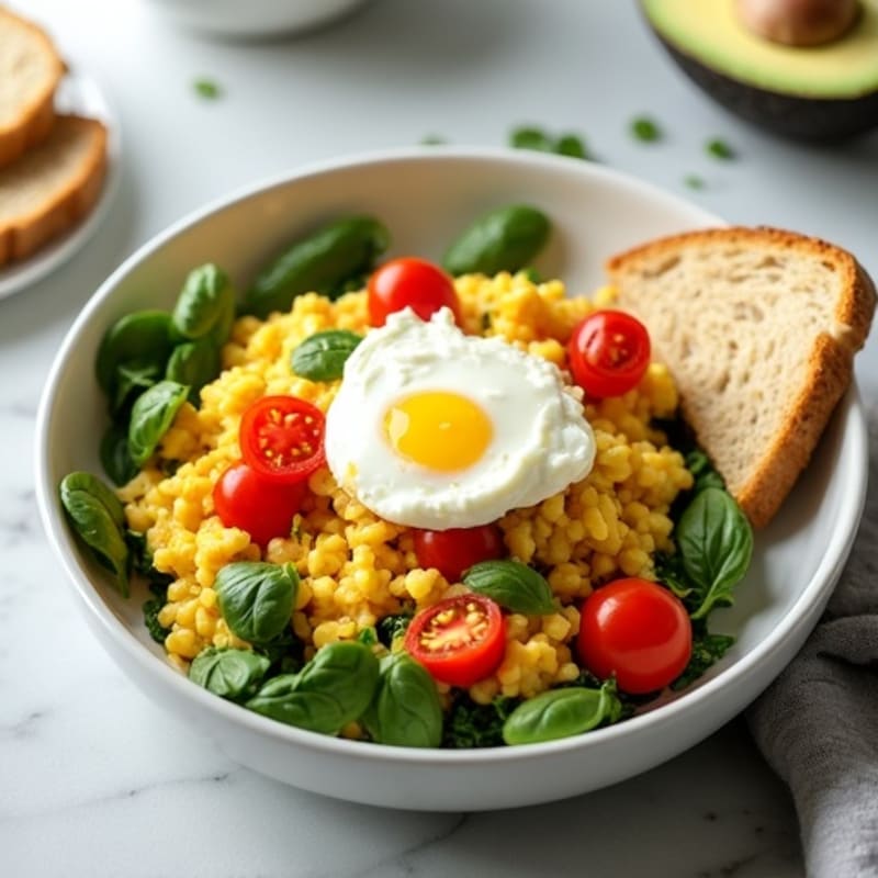 Egg White Veggie Scramble with Cottage Cheese