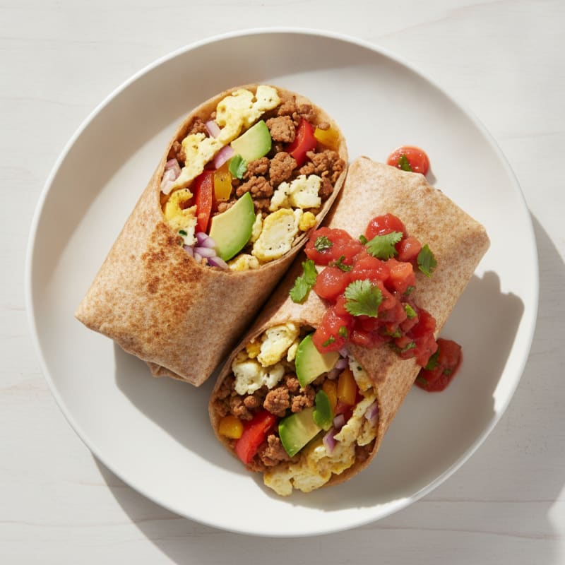 Loaded Breakfast Burrito with Salsa