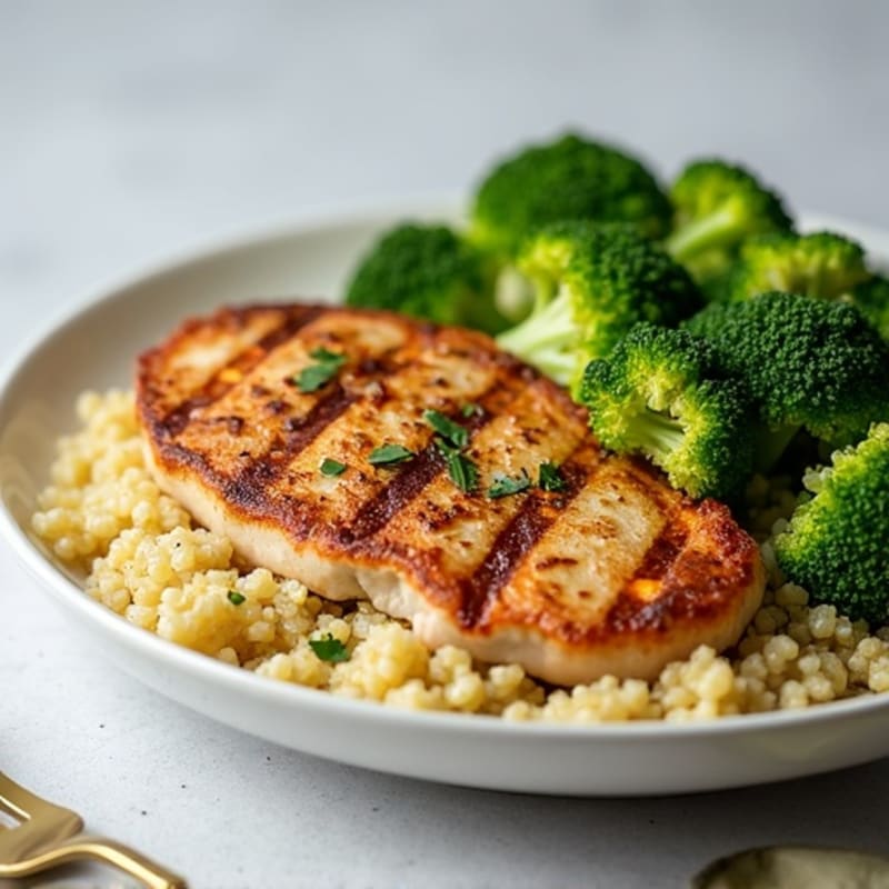 Grilled Turkey Breast with Quinoa and Steamed Broccoli