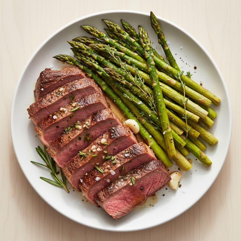 Garlic-Herb Flank Steak with Roasted Asparagus
