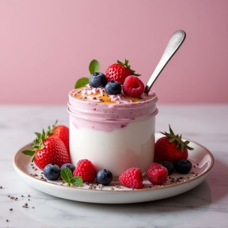 Greek Yogurt Protein Mousse with Mixed Berries
