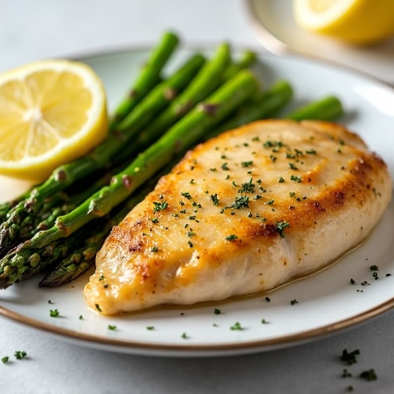 Lemon-Garlic Pan-Seared Chicken with Roasted Asparagus