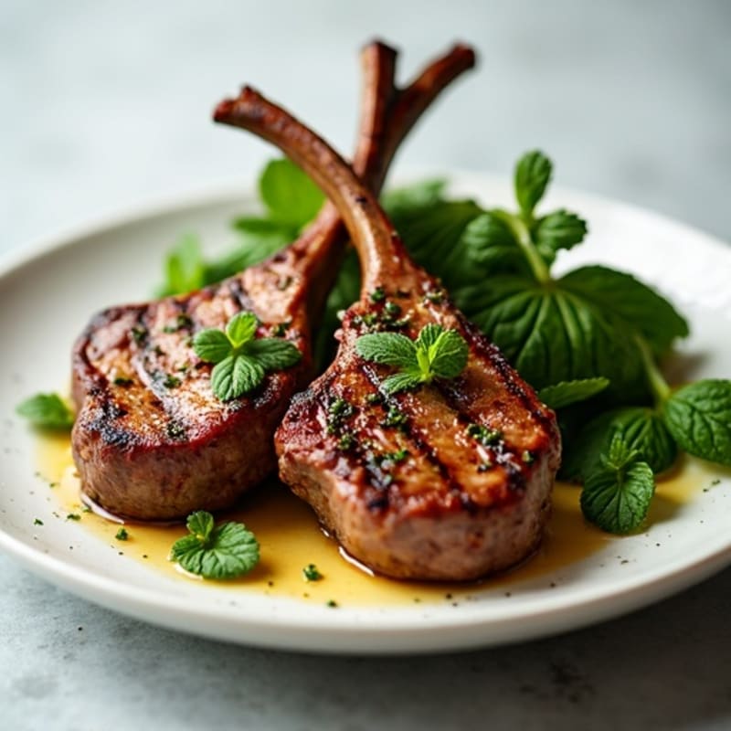 Garlic-Herb Grilled Lamb Chops with Fresh Mint
