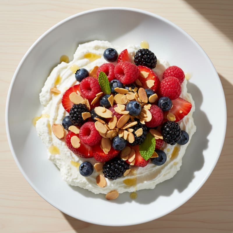 Creamy Greek Yogurt Protein Bowl with Mixed Berries and Almonds