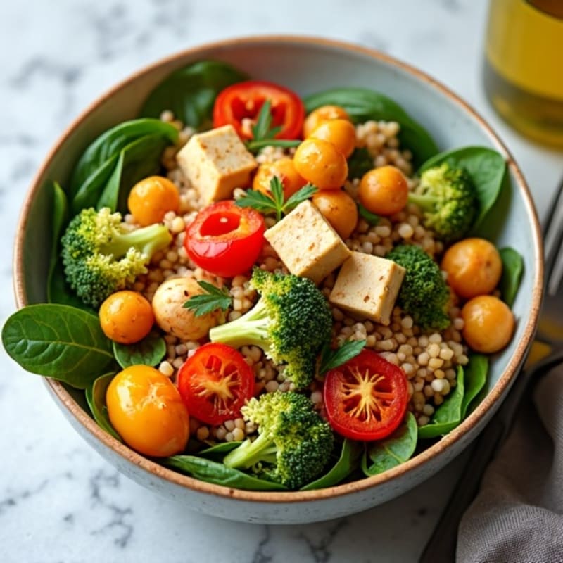 Crispy Chickpea and Roasted Vegetable Power Bowl with Creamy Tahini Dressing