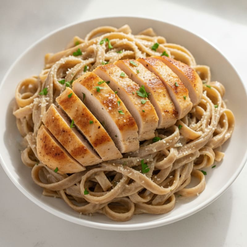 Garlic Parmesan Chicken Alfredo with Fettuccine