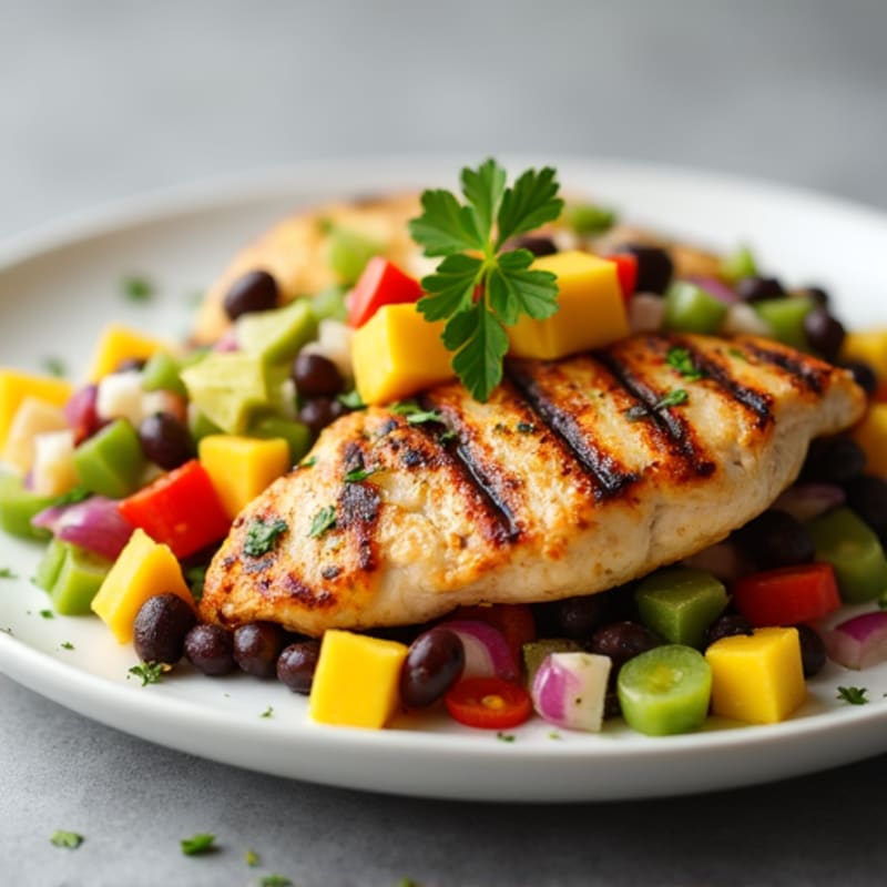 Grilled Chicken with Black Bean Mango Avocado Salad