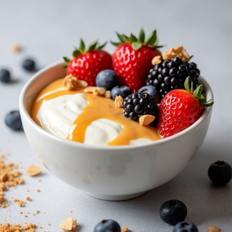 Creamy High-Protein Cheesecake Bowl with Fresh Berries